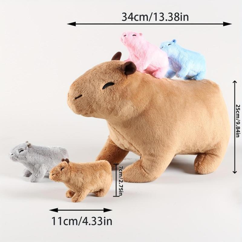 Capybara Plush Toy, 1 Set Cute Capybara Stuffed Animal, Soft & Comfy Plush Toy, Birthday & Holiday Gift for Boys & Girls