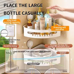 Bathroom corner shelf, no-drill wall-mounted storage for toilet, restroom, and washbasin