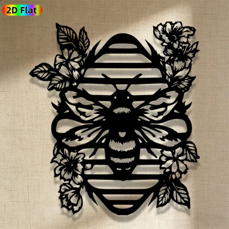 1pc Romantic Bee Metal Wall Art, Romantic Bee Statue Mural, Iron Craft, Perfect for Living Room, Garden, Bedroom Decor, Intricate Craftsmanship, Artistic Metalwork, Valentine's Decor, Ideal Gift for Nature Lovers