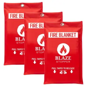 3 Pack Fiberglass Fire Blanket with Heat Resistant Coating