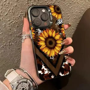 Case for iPhone 16 Pro Max 15 Plus 14 13 12 11 XS XR Sunflower Shockproof Silicone PC Back Protective Smartphone Cover