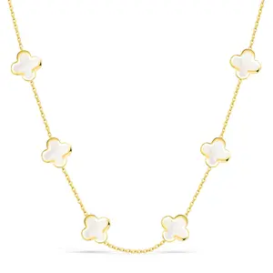 Four Leaf Clover Choker Necklace for Women 18K Gold Plated Lucky 4 Leaf Jewelry Trendy Gifts for Her Adjustable Chain Stainless Steel Reversible Design