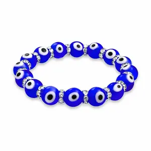 8mm Blue Evil Eye Protection Bracelet for Warding Negativity &amp; Strengthening Personal Energy