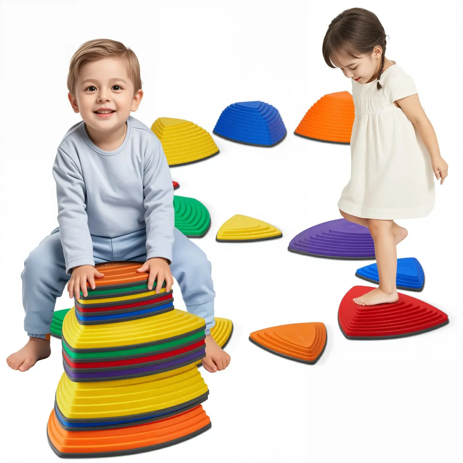 【SummerFinds】VEVOR 12 PCS Kids' Balance Stepping Stones, Non-Slip Silicone Sensory Toys, 220 lbs Max Weight, Obstacle Course Coordination Training Equipment for 3-8+ Year-Olds, Indoor/Outdoor Play, Built To Last