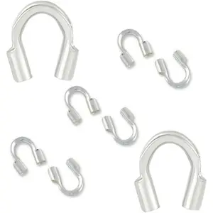 20pcs Adabele Authentic Sterling Silver Hypoallergenic Small Wire Guard Thread Protector Loop Guardian Cable Thimble (Hole 0.6mm) for DIY Craft Jewelry Making SS367
