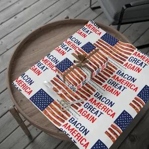 American Flag Bacon Lover Pattern wrapping paper  -  Patriotic Food Novelty Roll - 250th Gift Wrap