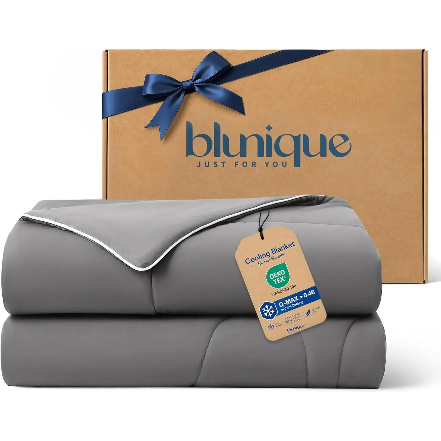 Queen Size Cooling Blanket, Double-sided Cooling Duvet for Hot Sleepers, Instant Cool Touch, Lightweight and Breathable for Night Sweats, Soft All-Season Duvet (90" x 90", Gray)