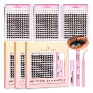Manga C Curl Wet Look Eyelashes Extension Kit, Eyelash Clusters with Bond and Seal & Tweezers & Remover, Eye Makeup Enhancement Tool for Women, Makeup Tool Set, Eyelashes Clusters wholesale