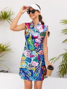 Acegolfs Hyped-up Tropical Dress UPF50+ Golf Dresses 17152338 Dark Blue