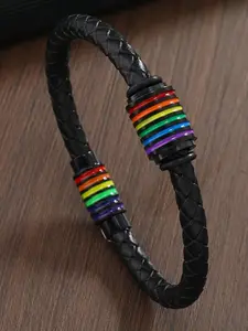 LGBT Rainbow Magnetic Braid Design Bracelet, Fashionable Punk Style Stainless Steel Jewelry for Men & Women, Party, Daily Decor, Birthday Gift, Trendy Bangle
