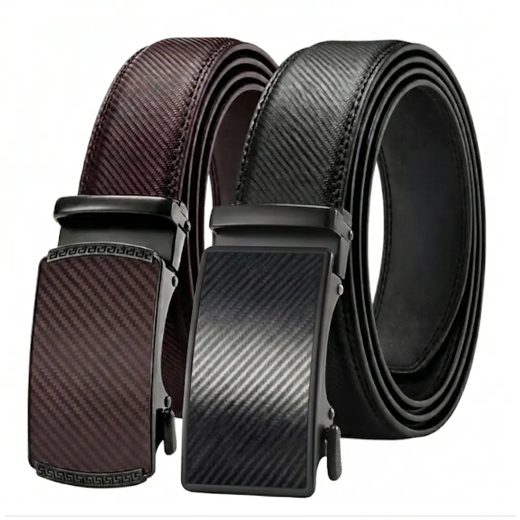 Men Belts 2 Pack,Ratchet Sliding Belt Adjustable For Gift Mens Dress Casual 1 3/8",Cut for Fit Leather Dress Belt Black Leather Belt