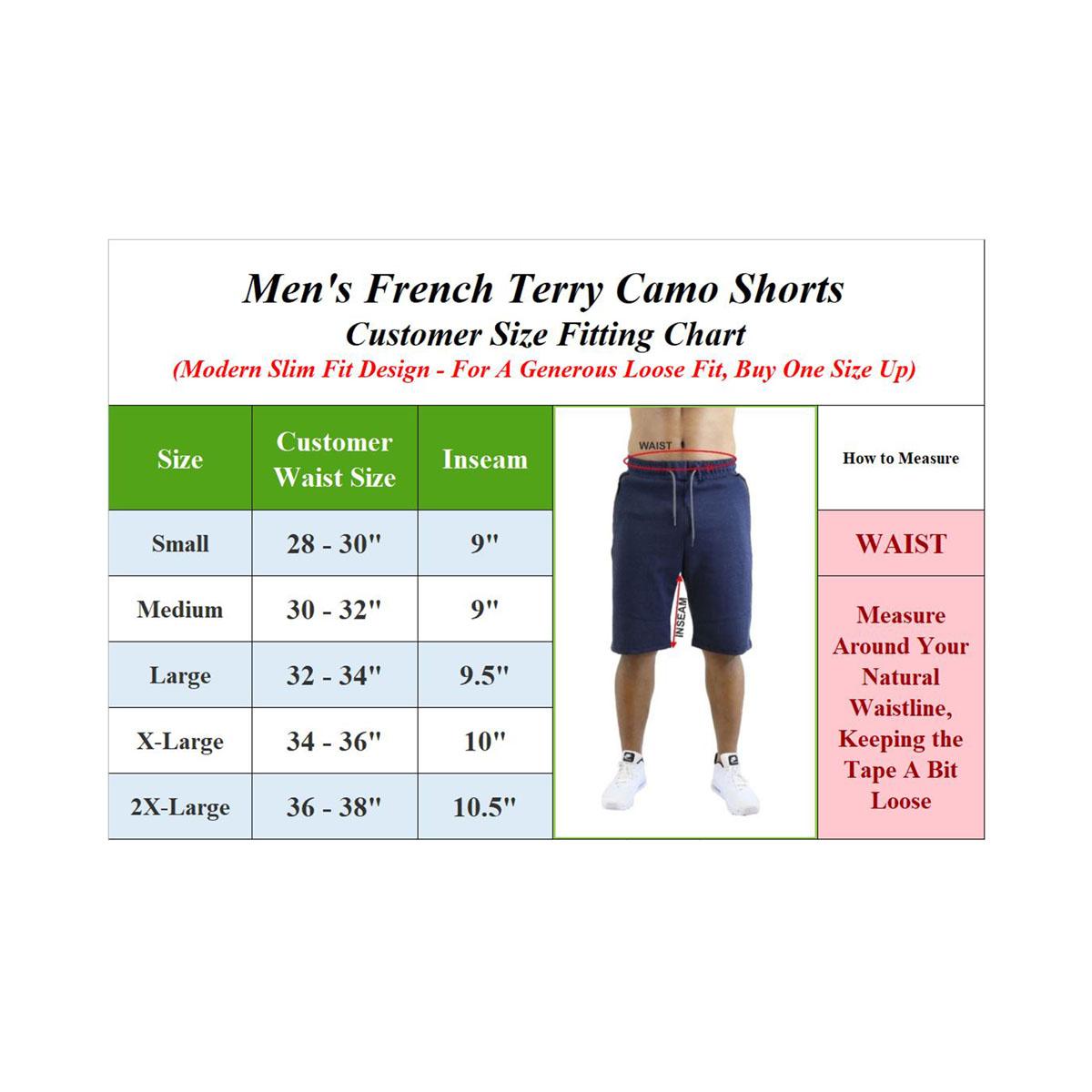 Men's Camo Printed French Terry Shorts (Sizes, S-2XL)