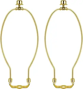 2 Pcs 10Inch Lamp Shade Harp Holders Detachable Heavy Duty DIY Lighting Accessories for Floor Lamps and Table Finials (Polished Brass)