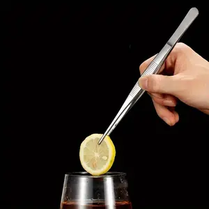 1pc Cocktail Decoration, Long Clip, Stainless Steel Toothed Tweezers, Bar Cocktail Tool Clip, Mint Leaf Ice Clip, Tea Clip, Kitchen, Bar Gadget, Tea Making Tool
