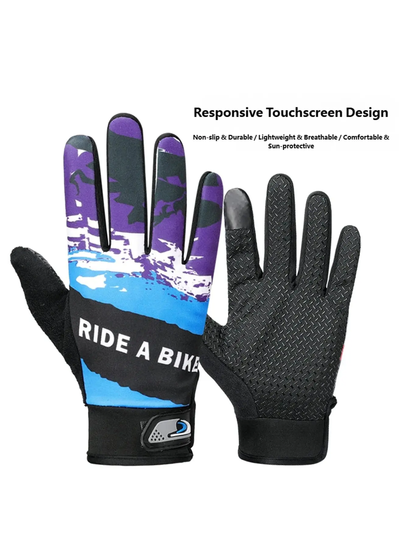 Men's Thin Full Finger Gloves, Sun Protection Outdoor Cycling Sports Bicycle Driving Motorcycle Glove Anti-Slip Wear-Resistant Touchscreen Gloves