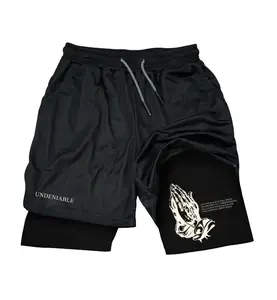 Short de Performance Shorts Summer Double Layer Beach Pants Fitness Training Pant Sports Swimming Shorts