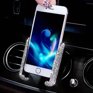 Bling Car Phone Holder, Mini Car Dash Air Vent Phone Holder, Universal 360° Adjustable Phone Storage Rack, Car Interior Accessories
