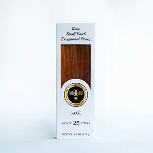 Fantozzi Honey Company 25 Pack Sage Honey Sticks - 5 Grams of Delicious Honey for Tea, Coffee, and Travel Snacks - Sweet, Natural, Pure