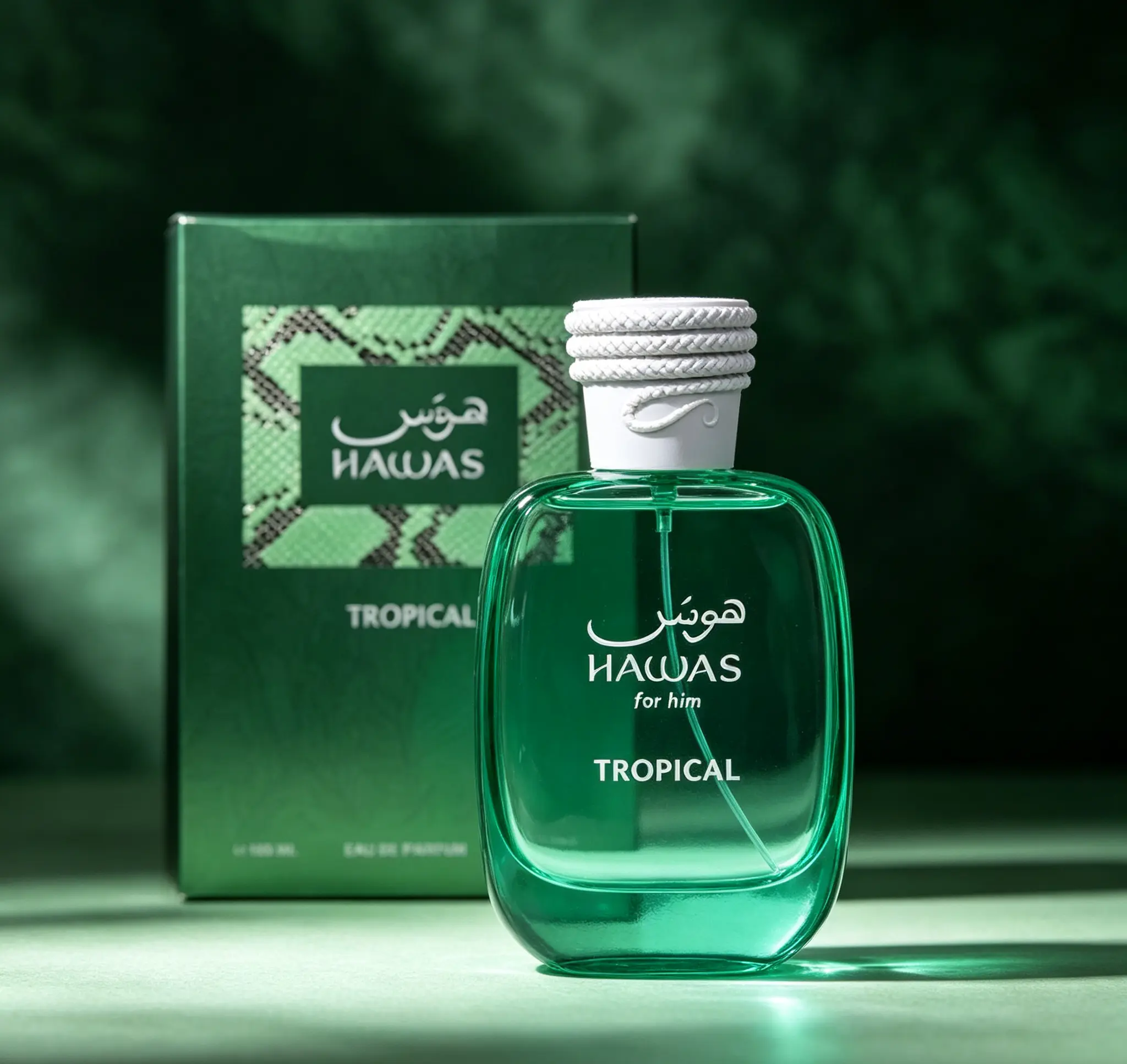 Hawas For Him Tropical Eau De Parfum for Men 3.38 fl oz 100ml, Vibrant Exotic Tropical Masculine Fragrance Spray, Fresh Long Lasting Summer Scent for Modern Gentlemen