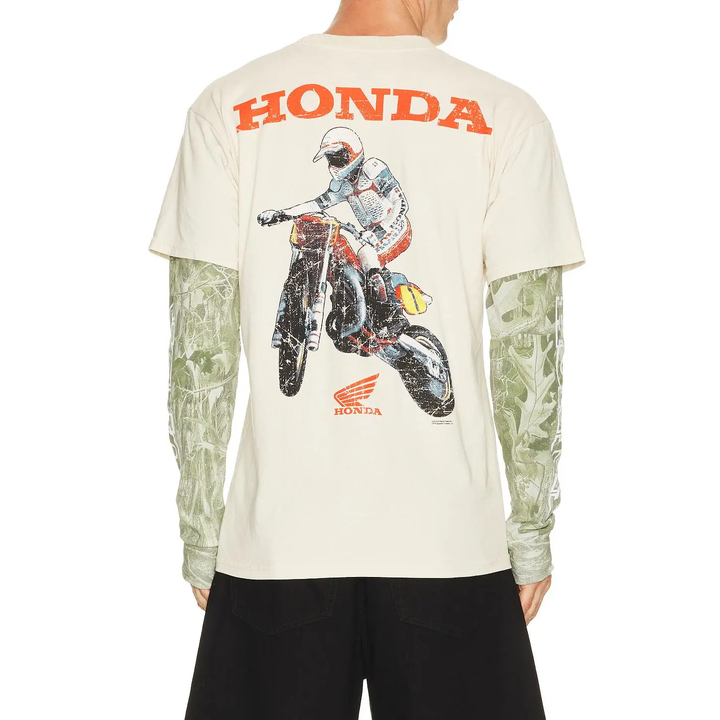 CPTN Apparel Jumper 2Fer Long Sleeve Tee in Natural