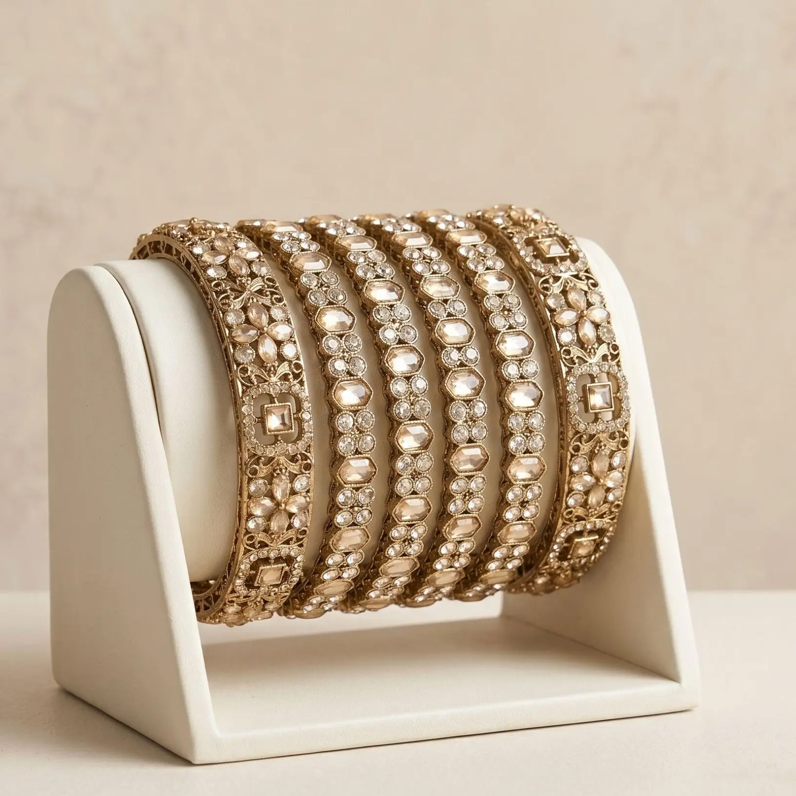 American Diamond Shadow Stone Bangle 6 Pcs Set | Pakistani Party Wear & Indian Bridal Jewelry