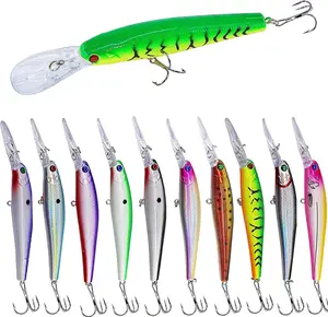 Fishing Lures Hard Baits Bass Crankbait Minnow, 10 count Deep Diving Swimbait with  Treble Hook 3D Lifelike Eyes Walleye Fishing Lures for Bass Trout Walleye Catfish Redfish Pikes