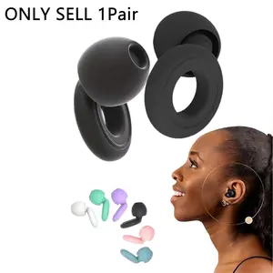 Reusable Silicone Earplugs, Ring Design for Sleep Travel Learning, Soft Comfortable Experience, Includes 3 Pairs Washable Earplug Covers