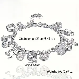 "Equinox Heart Keys! 🔑 💖   13-Charm Boho Silver Bracelet - Shimmering Love Lock for Soulmates, Festival Season & Timeless Romance Stacking ✨ # BohoKeys2025 # GiftHerEssence"