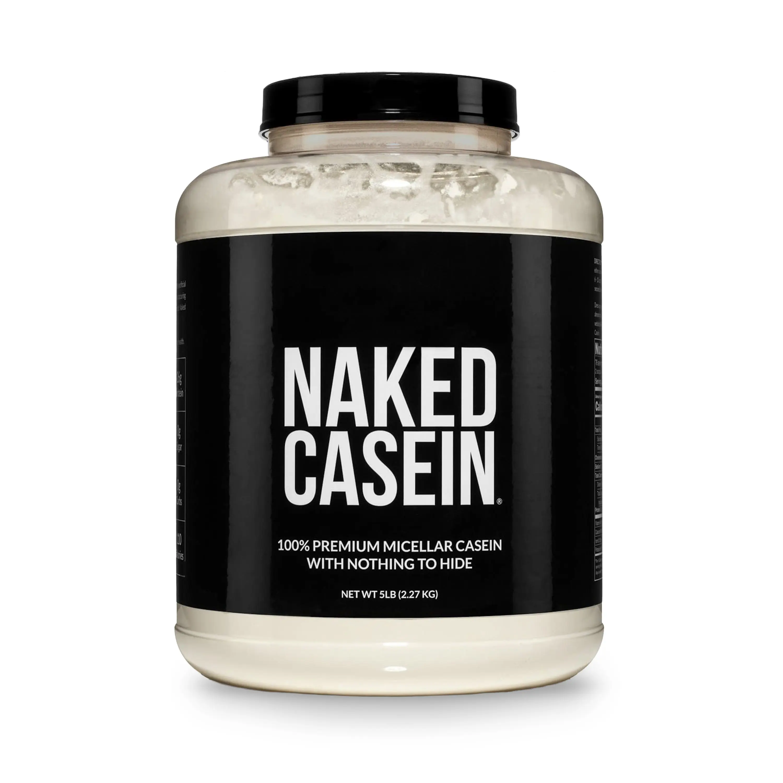 Naked Casein - 100% Premium Micellar Casein Protein Powder - 5 LB - Sourced from US Farms - 26g Protein, 0g sugar, 0g Carbs - For Muscle Recovery - Slow Digesting - Only 1 Ingredient