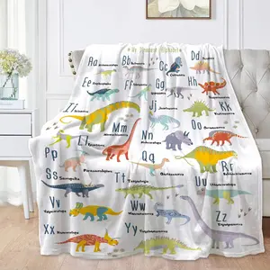 Dinosaur Alphabet2 Blanket for Boys Girls, Kids Gift Kids Throw Blanket Gift for Child, Fluffy Cozy Soft Lightweight ABC Blankets for Bed Office, 40x50 Inches