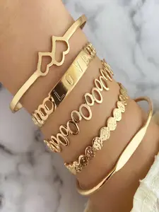 Love Heart Bracelet Set, Stackable Bracelets, Eco-Friendly Material, Perfect Gift for Girlfriend, Women's Daily Wear Jewelry