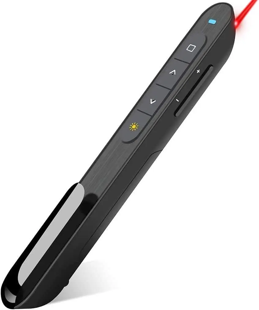 2.4GHz Wireless Presenter with Red Laser, Secure Connection, Long-Lasting Batteries, Hyperlink Functionality - Affordable High-Quality Accessory for Conferences, Education (Electronics Category), No
