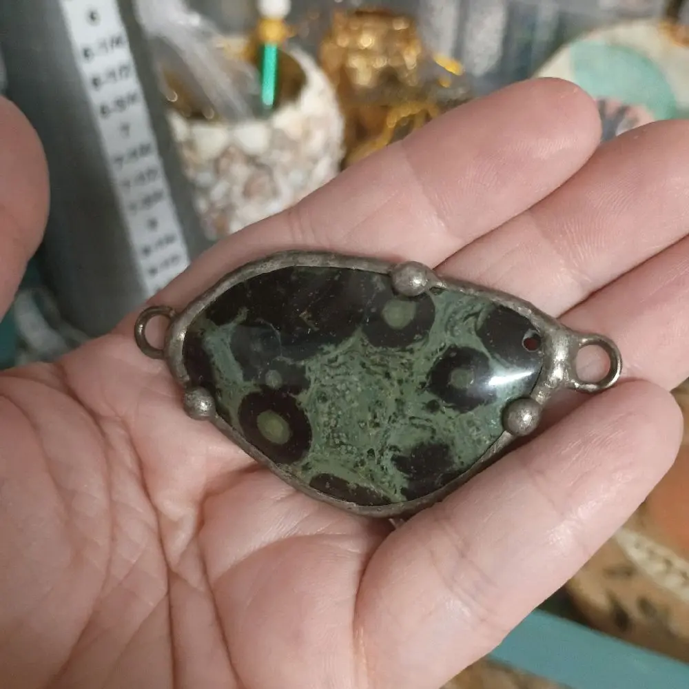 Ancient Earth Magic: Handcrafted Kambaba Jasper Focal Connector Pendant