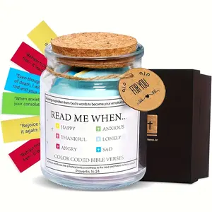 Bible Verse Christian Gift, Colorful Scripture Jar with Theme Verses, Inspirational Christmas and Birthday Present, Includes Daily Prayer Guide