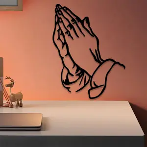 1pc Praying Hands Metal Wall Art, Praying Hands Statue Mural, Perfect for Church Wall, Christmas Decor, Ideal Gift for Homeowners, Powder-Coated Metal