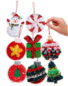 DIY Gem & Poke Art Christmas Ornaments for Kids Set for Kids 4 & Up - Makes 8pcs