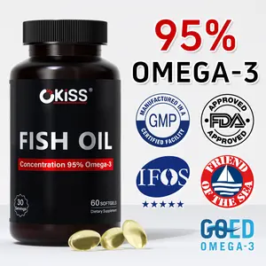 Okiss Fish Oil Supplement 95% Concentrated Omega-3 w/Ultra High EPA & DHA, Burpless Mini Softgels | Supports Heart, Brain, Skin, Eye & Joint Health | IFOS 5-Star Certified