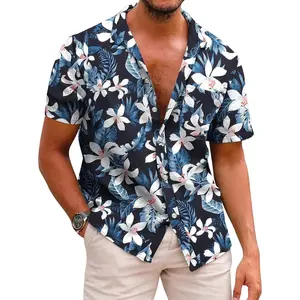 COOFANDY Mens Hawaiian Casual and Tropical Short Sleeve Beach Vacation Shirt Floral Collar Cotton Menswear Top Loose Top Loose Polyester Print Soft Sun