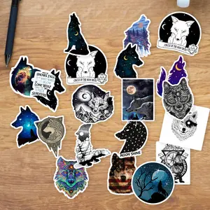 Stickers Pack 20 Pcs Wolf Car Water Moon Bumper Aesthetic Skateboard and Bottle Stars Luggage Bike Colorful Guitar Laptop Waterproof Vinyl