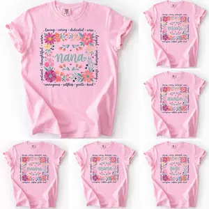 Custom Comfort Colors Nana Floral Shirt, Personalized Loving Caring Dedicated Mama T-Shirt, Floral Grandma Auntie Mimi Gigi Lala Yaya Shirt- AL