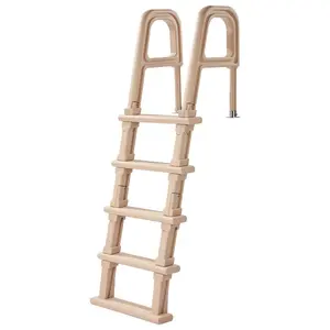 Taupe 5-Step Inclined Swimming Pool Ladder with Double Rails, PE Plastic Non-Slip Wide Steps, 300 lbs Load Capacity, Mounting Kit, for 48-54 in Inground & Above-Ground Pools, Any Deck Surface