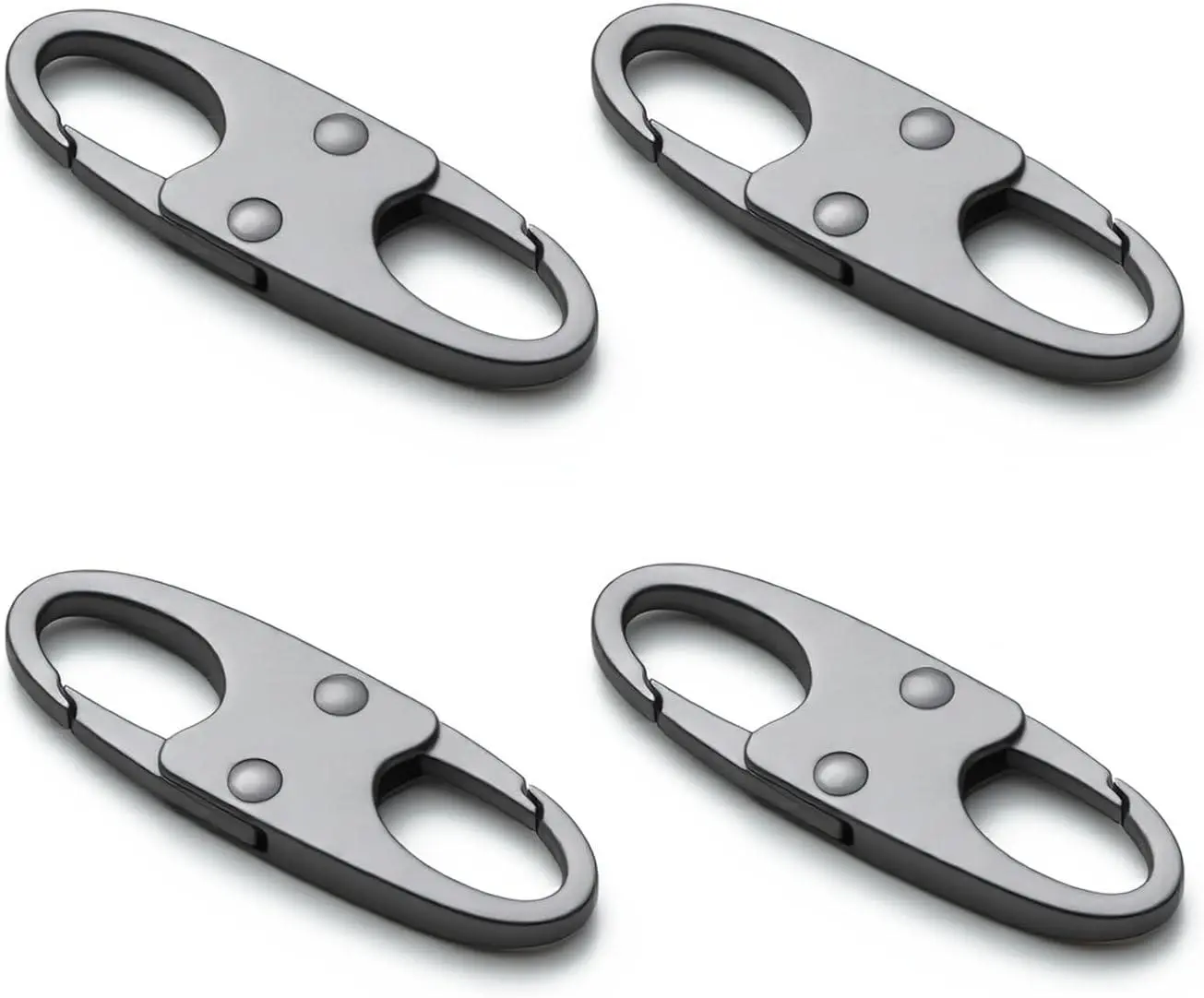 Theft Zipper Clips Double Opening Small Carabiner Clips, 4Pcs Elegant Zinc Alloy Zipper Pull Replacement for Travel, Commuting and Camping (Space Grey) zelin