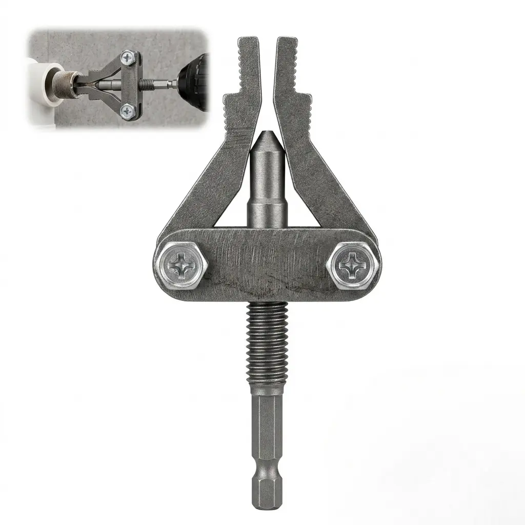 Universal Broken Pipe Extractor Tool (for 1/2", 3/4", 1" Pipes) - Drill-Powered Thread Remover for Faucet & Valve Repair