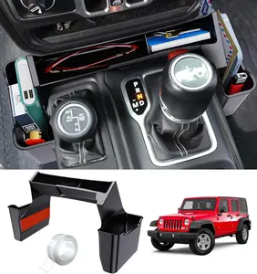 Gear Shift Center Console Side Tray Organizer for Jeep Wrangler JL JLU 4xe 2023 2022 2021 2020 2019 2018& Gladiator JT 2020-2023 Interior Storage Accessories Shifter Storage Box Truck Holder