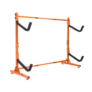 VEVOR Freestanding Kayak Storage Rack,  Kayak Stand for 2 Kayak Canoe Paddleboard, Heavy-duty Steel Kayak Hanger Holder with Padded Arms and Adjustable Width, 175LBS Max Load, for Indoor Outdoor Garage