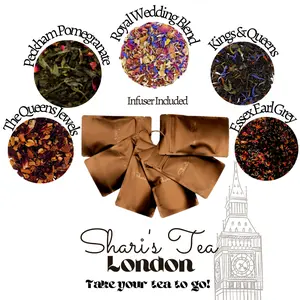 London Tea Kit with Infuser - Travel Friendly Loose Leaf To Go Variety Pack in Half oz. Resealable Pouches (5ct.)