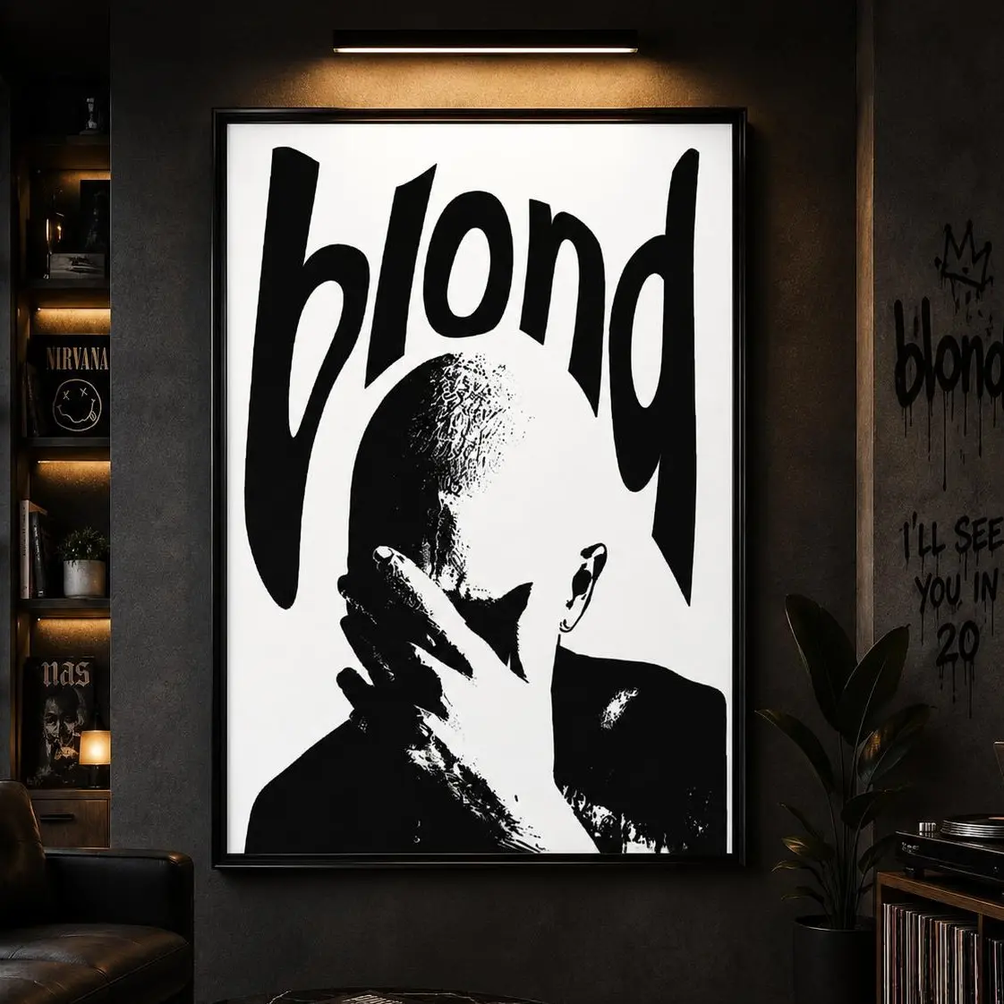 Frank Ocean Blond Minimalist Silhouette Art Canvas Wall Poster, Classic R&B Album Decor, Bedroom Wood Frame & Unframed Options (Home Decor Posters & Prints)