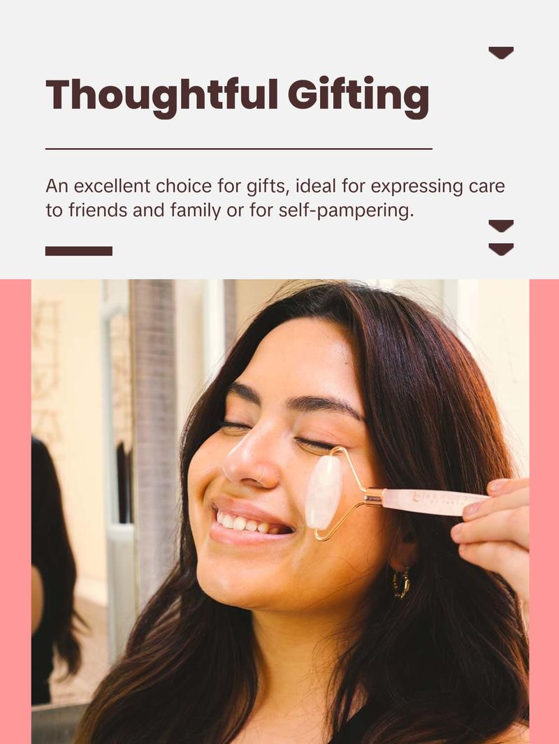 Rose Quartz Roller - Face Massager for Facial Relaxation and Skincare