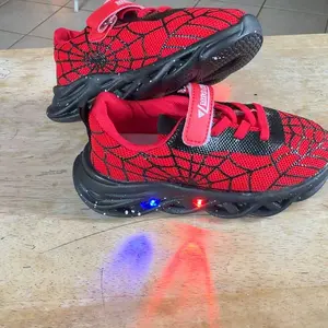 Boys' Spiderman LED Light-Up Sneakers, Breathable Mesh Shoes with Soft Sole for Daily School & Outdoor Wear