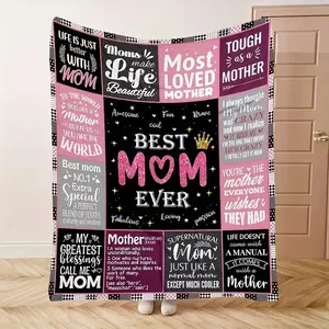 Best Mom Ever Flannel Blanket, Mother's Day Gift for Mom, Super Soft Fleece Throw Blanket for Couch Bed, Mom Appreciation Gift from Daughter Son